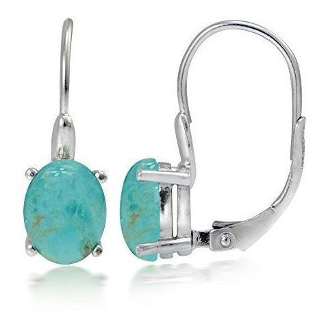 Pendientes Leverback En Forma De Óvalo De Turquesa