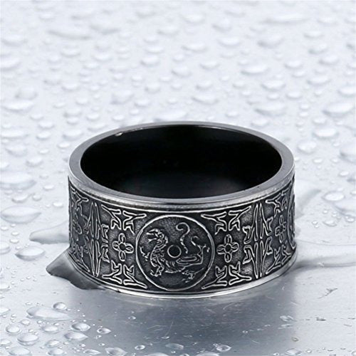 Anillo De Acero Inoxidable Negro Vintage Para