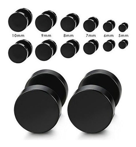 Lieblich Negro Stud Pendientes Hombres Mujeres Faux Gauges