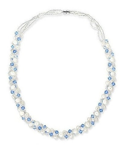 Perla De Agua Dulce Cultivada Blanca De 17 Pulgadas Y Collar