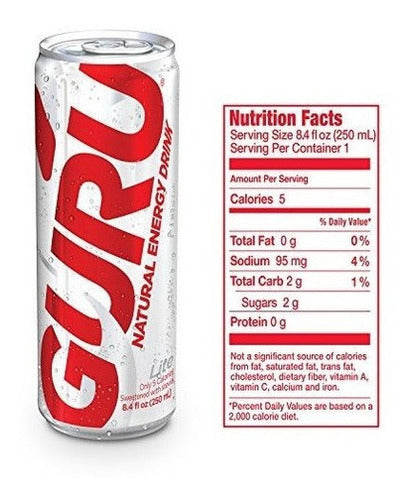 Guru Lite Bebida De Energía Natural - Bebidas Energéticas