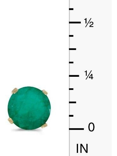 Aretes Redondos De Esmeralda Natural De 5 Mm