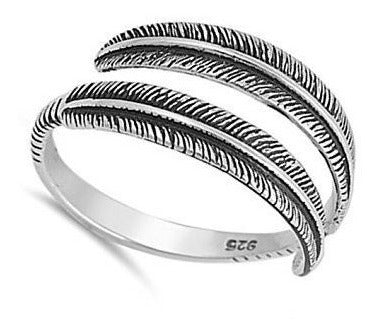Anillo De Diseño Abierto De Hoja de Plata 925 Tamaño 5-12