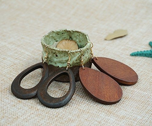 Pendientes De Madera Natural Wowanoo Pendientes Geométricos