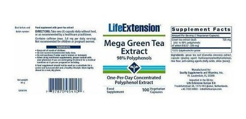 Extensión Extracto De Té Verde Mega De Life (98%