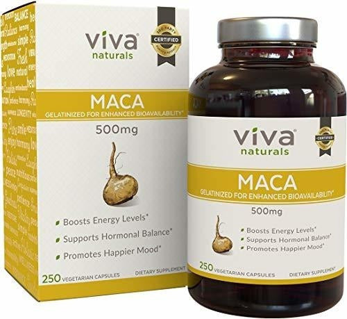 Cápsulas De Raíz De Maca Orgánica De Viva Naturals, 500 Mg,
