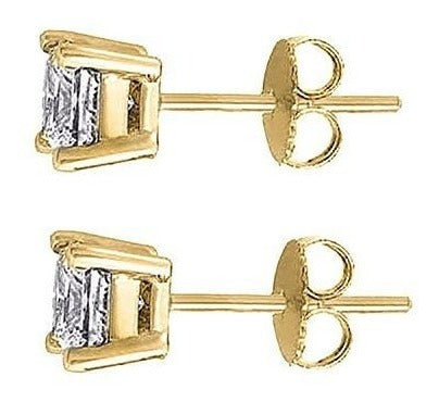 Aretes De Circonitas Cúbicas De Oro De 14 Quilates. Peso