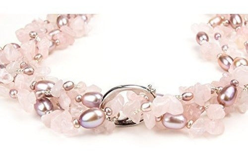 Collar De Perlas De Cuarzo Rosa