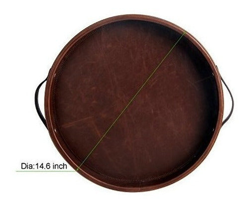 Bandeja Para Servir Con Asas Redonda De Cuero De La Sra.