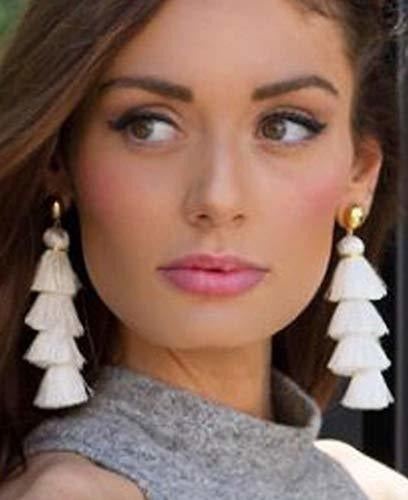 Loyallook - 4 pares de pendientes de borla para mujer