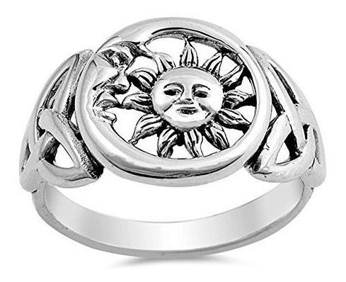 Anillo Lindo Sol Luna Universo Nuevo Plata de Ley .925