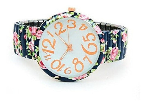 Reloj De Mujer Azul Marino Con Estampado