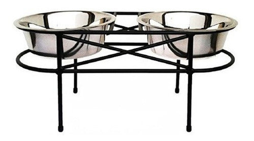 Comedero Elevado De Doble Tazón De Malla - 10 De Altura