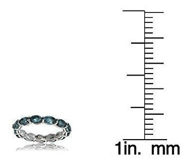 Anillo De Plata Esterlina Con Topacio Azul - 5x3 mm