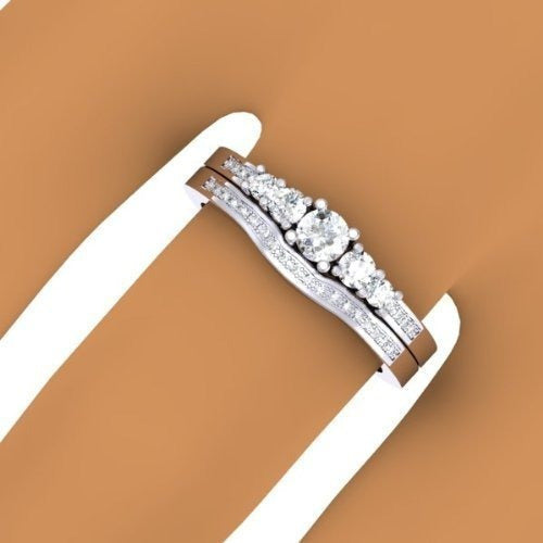 Anillo de compromiso nupcial de 5 piedras con diamantes