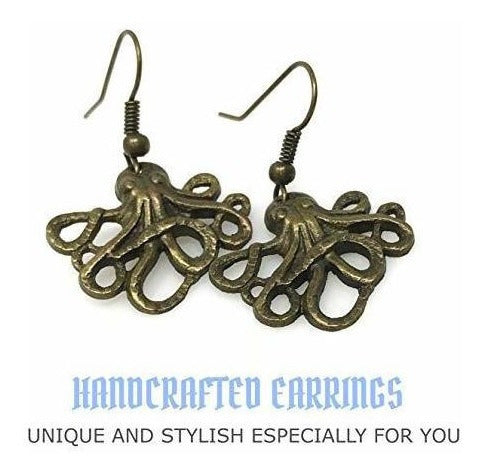 Aretes de pulpo artesanal pirata náutico