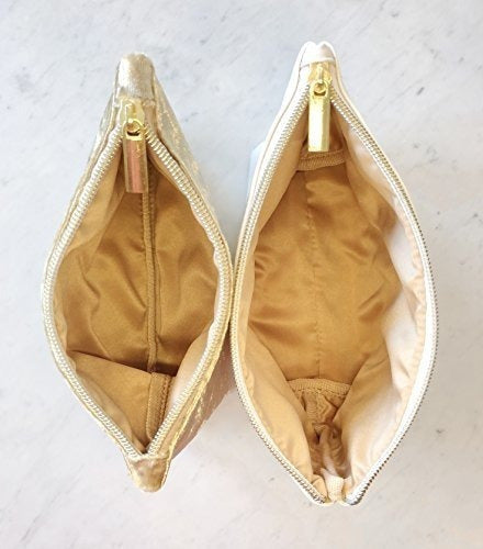 2 bolsas de maquillaje de mármol y oro para cosméticos