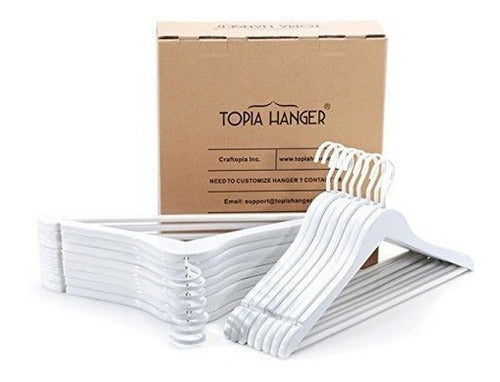 Perchas De Traje De Madera Blancas, Extra