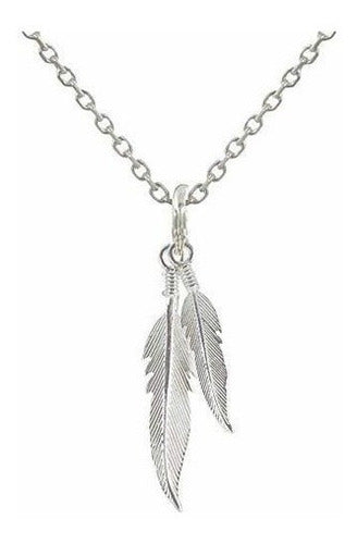 Collar De Plata Esterlina Con Dos Plumas