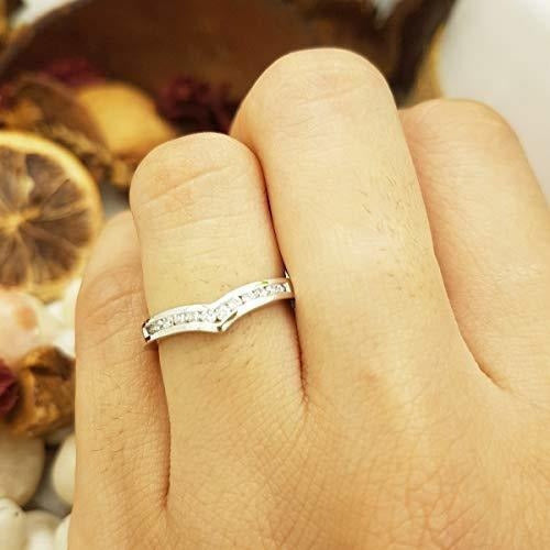 Anillo De Chevron de Oro Blanco De 10 K