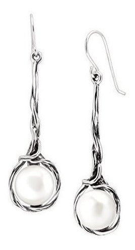 Pendientes De Plata De Ley Y Perlas De Silply 'intertwining