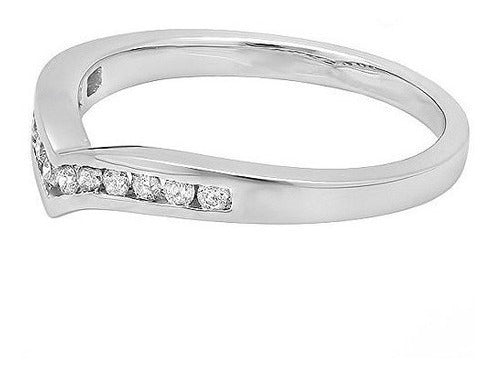 Anillo De Chevron de Oro Blanco De 10 K