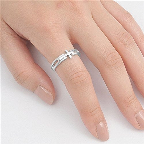 Anillo De Amor Cruzado Lateral Para Mujer De Plata