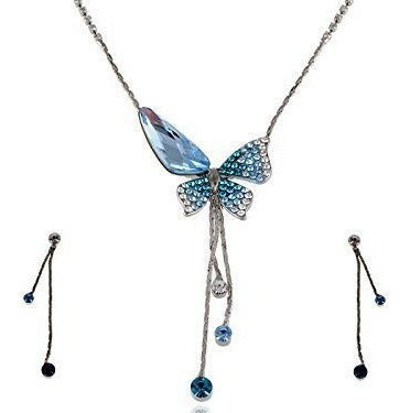 Collar con Mariposa Azul de Zafiro + pendientes
