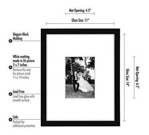 Marco de fotos Negro 11x14 - Encuadernado Para Ajustar