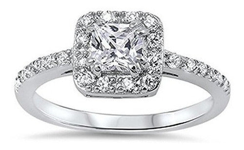 Anillo De Compromiso De Princesa Corte Cúbico