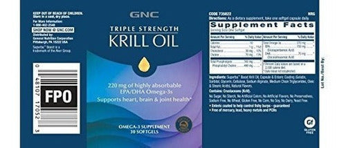 Aceite De Krill Triple Fuerza Gnc 30 Cápsulas Blandas