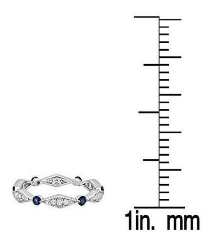 Anillo 10k Oro Blanco con Zafiro Azul para damas