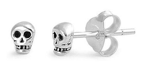 Pendientes Pequeños De Plata Esterlina Cráneo - 4 Mm