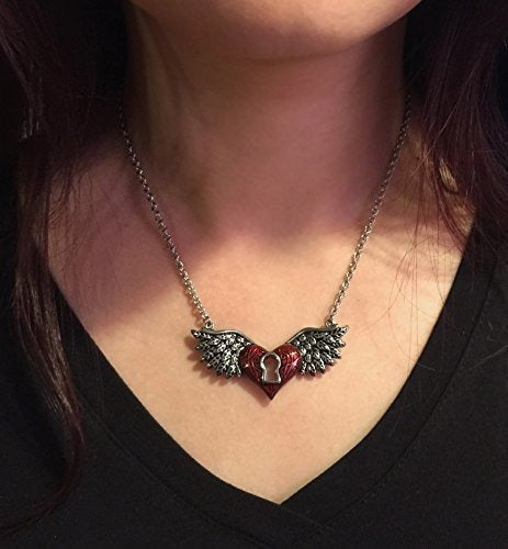Collar De Corazón De Alas De Ángel Controse Rojo