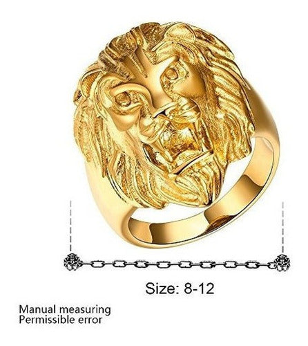 Hombres Vintage 316l De Acero Inoxidable Gold Lion Head