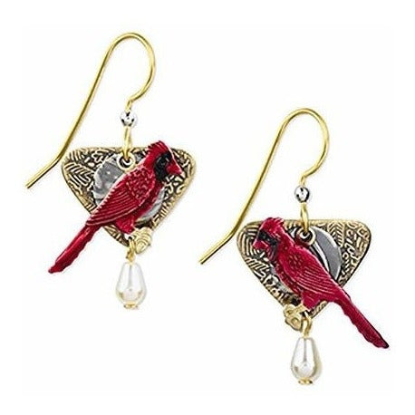 Cardenal De Plata Del Bosque Cuelga Los Pendientes De Moda