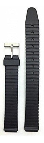 Correa de reloj de goma de diseño estriado negro
