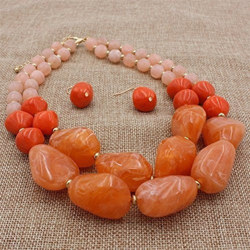 Ufraky - Juego de collar y pendientes de 2 capas