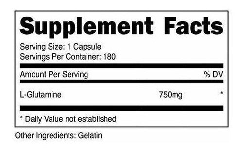 Nutricost L-glutamina 750mg; 180 Cápsulas