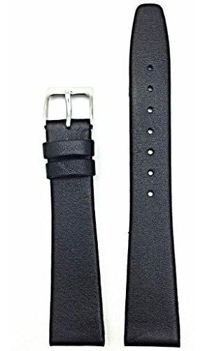 Banda De Reloj De Cuero Genuino Negro De 12 Mm Correa