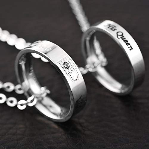 Mjartoria Su Rey Su Reina Grabado Anillo Colgante Pareja