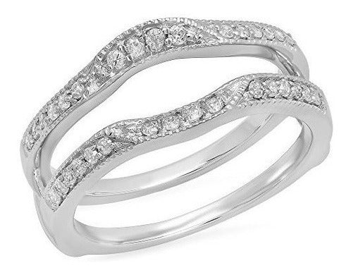 anillo de 14k Oro Blanco Diamante Redondo