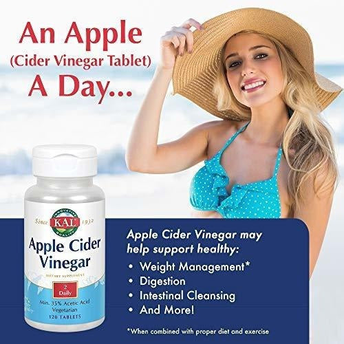 Cápsulas De Vinagre De Sidra Kal De Manzana, 500 Mg, 120
