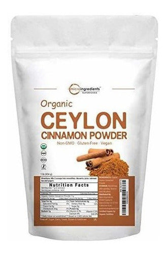 Suplemento canela orgánico de Ceilán, 1 libra (454 gramos)