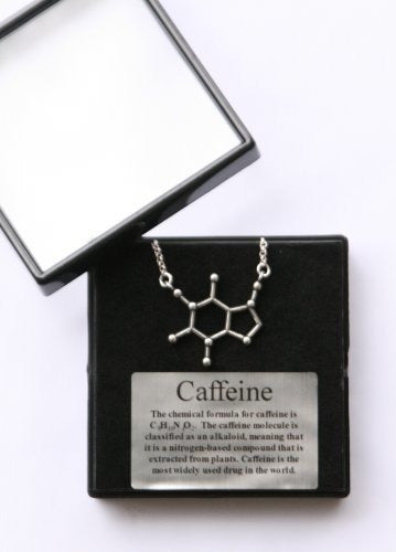 Collar Moldeado De La Molécula De Cafeína De Plata Esterlina