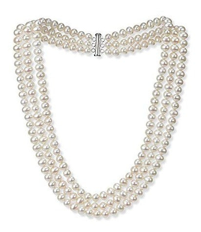 Collar De Perlas De Gran Brillo, Cultivadas En Agua Dulce,