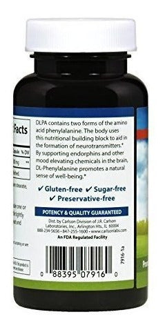 DLPA DL-fenilalanina, 500 mg - 60 Cápsulas