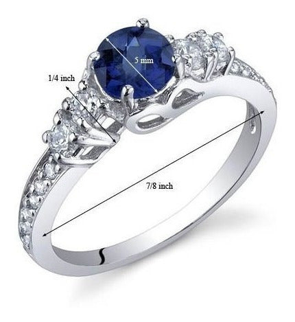 Creado Anillo de zafiro solisticio plata esterlina Talla 7