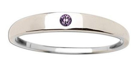 Anillo Para Bebé De Plata Esterlina Con Amatista En Banda