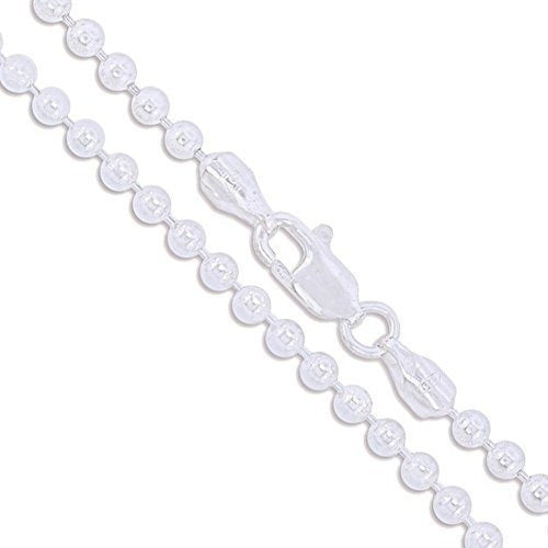 Cadena De Cuentas De Bolas De Plata Esterlina 3 Mm 925 Nuevo